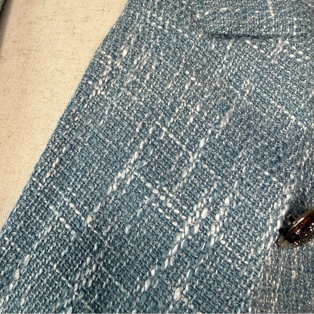 Sason Textured Double-Breasted Blazer – Blue – Size L (US 8/10) - Picture 7 of 10